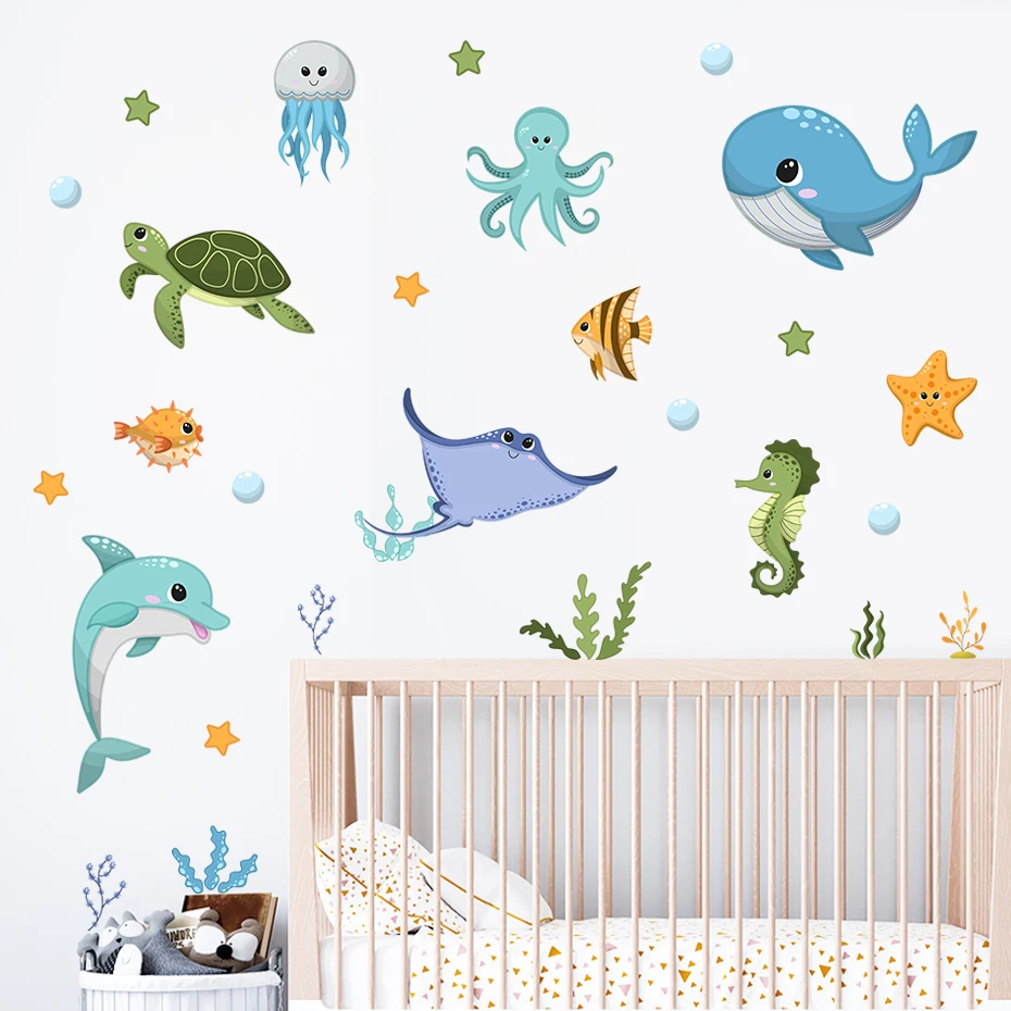 Ocean Wall Decals Sea Life Animals Wall Stickers For Kids Art For Baby Room Nursery Kids Room Vinly Decal For Home Decorations
Ocean Wall Decals Sea Life Animals Wall Stickers For Kids Art For Baby Room Nursery Kids Room Vinly Decal For Home Decorations