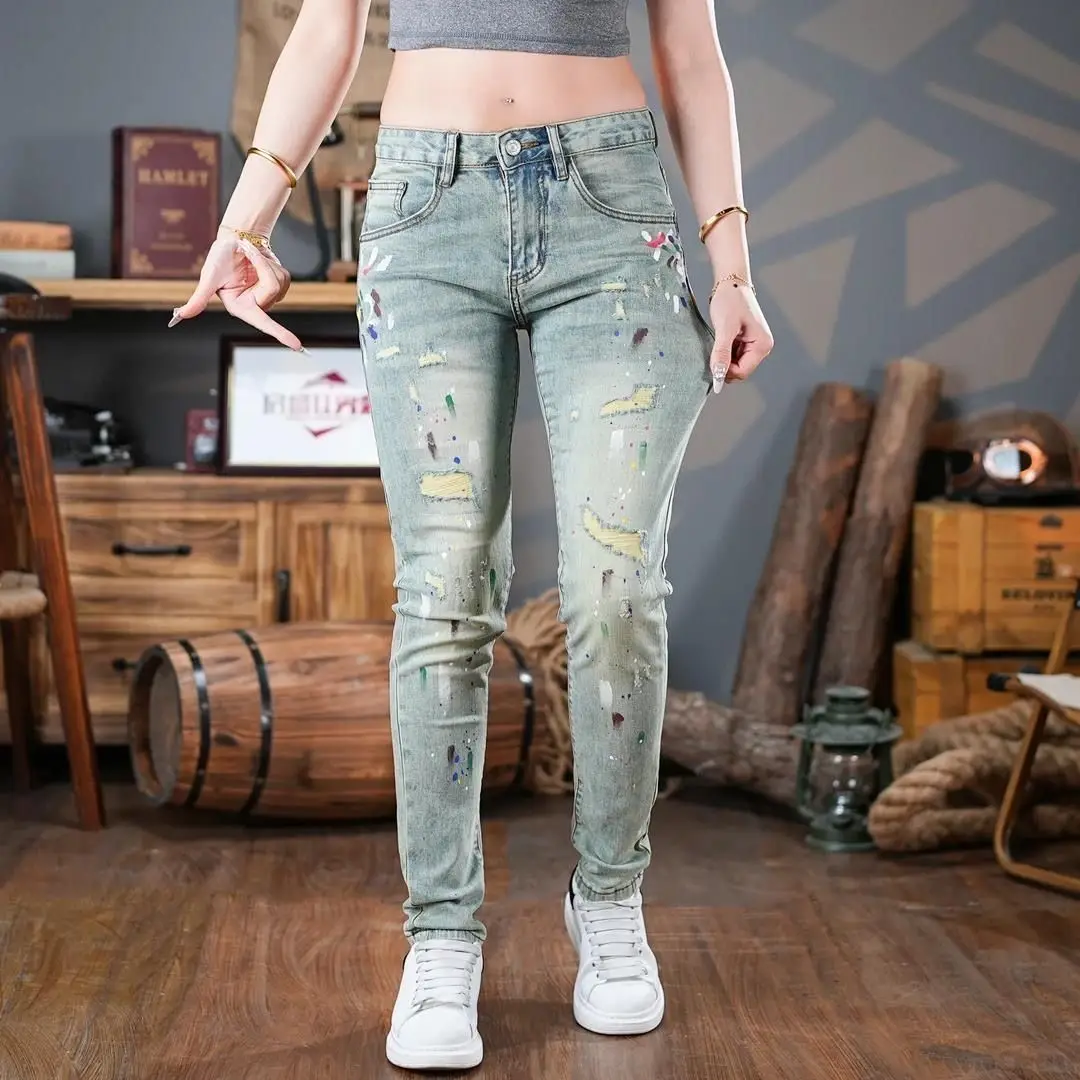Trendy Men's Slim Fit Jeans Summer New Korean Sle Elastic Hole Punching Cool Nine Point Pants Youth Faion Casual Denim
Trendy Men's Slim Fit Jeans Summer New Korean Sle Elastic Hole Punching Cool Nine Point Pants Youth Faion Casual Denim