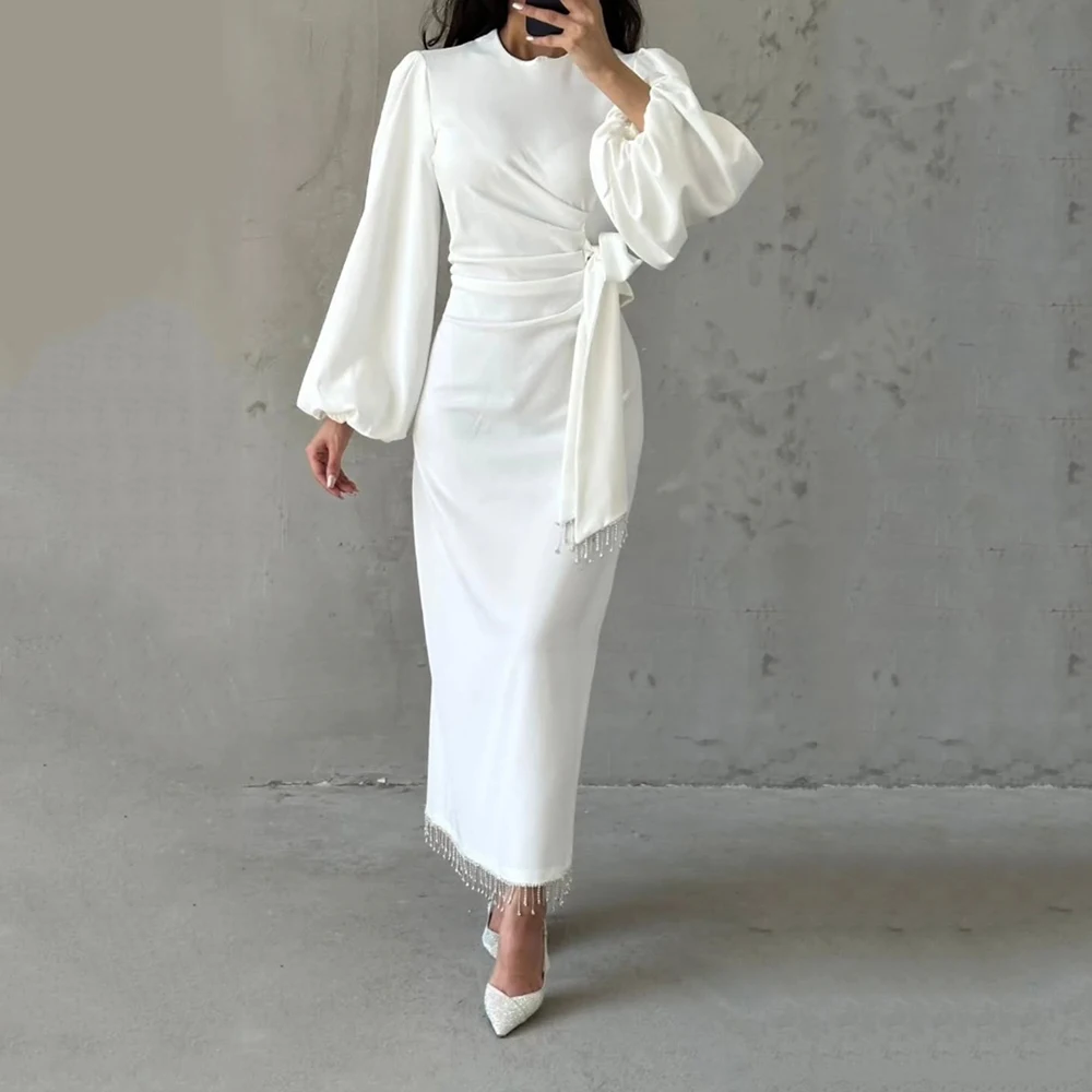 Customized Straight Evening Dresses Ankle-length O-neck Full Sleeve Prom Gown Simple Fsahion Crystal Pleat Casual Party Gown
Customized Straight Evening Dresses Ankle-length O-neck Full Sleeve Prom Gown Simple Fsahion Crystal Pleat Casual Party Gown