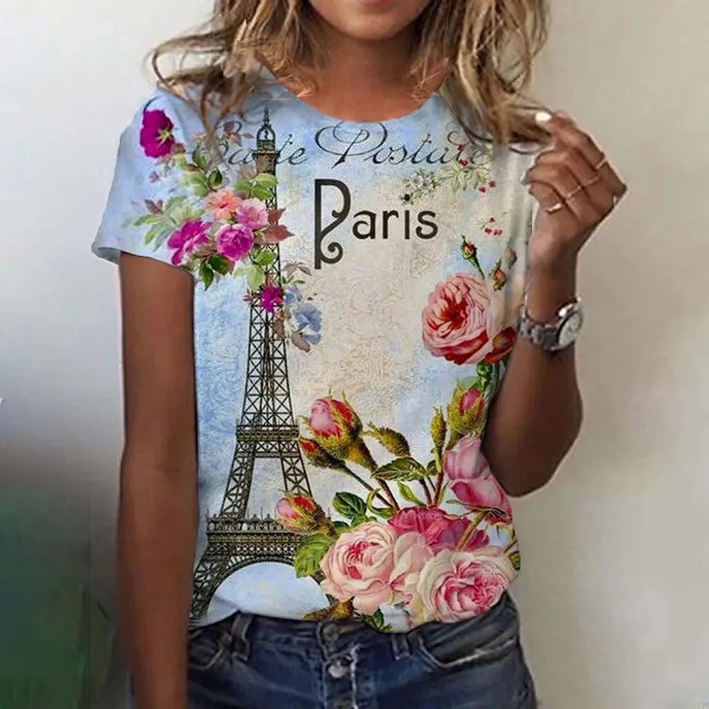 Summer Paris Eiffel Tower 3D Print T-shirts Women Streetwear Casual Fashion Y2k Short Sleeve T Shirt O-neck Tees Tops Clothing
Summer Paris Eiffel Tower 3D Print T-shirts Women Streetwear Casual Fashion Y2k Short Sleeve T Shirt O-neck Tees Tops Clothing