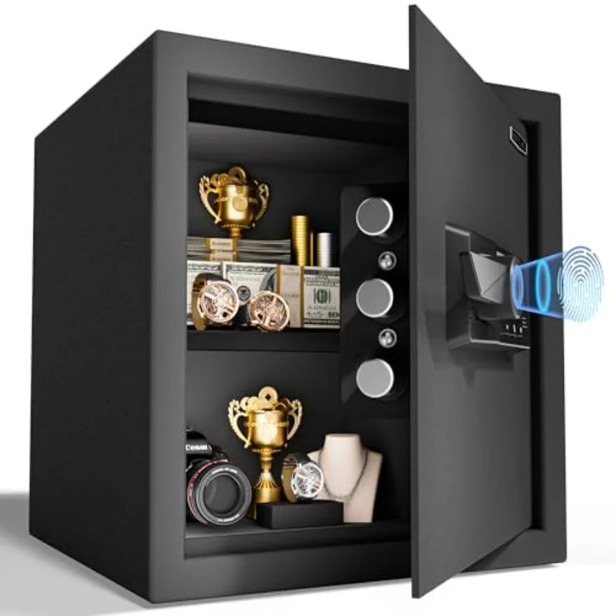 1.5 Cub Biometric Safe Box with Fireproof Bag, Quick-Access Fingerprint with Keys, Digital Keyboard, Type-C Port, Dual Alarm Sy
1.5 Cub Biometric Safe Box with Fireproof Bag, Quick-Access Fingerprint with Keys, Digital Keyboard, Type-C Port, Dual Alarm Sy