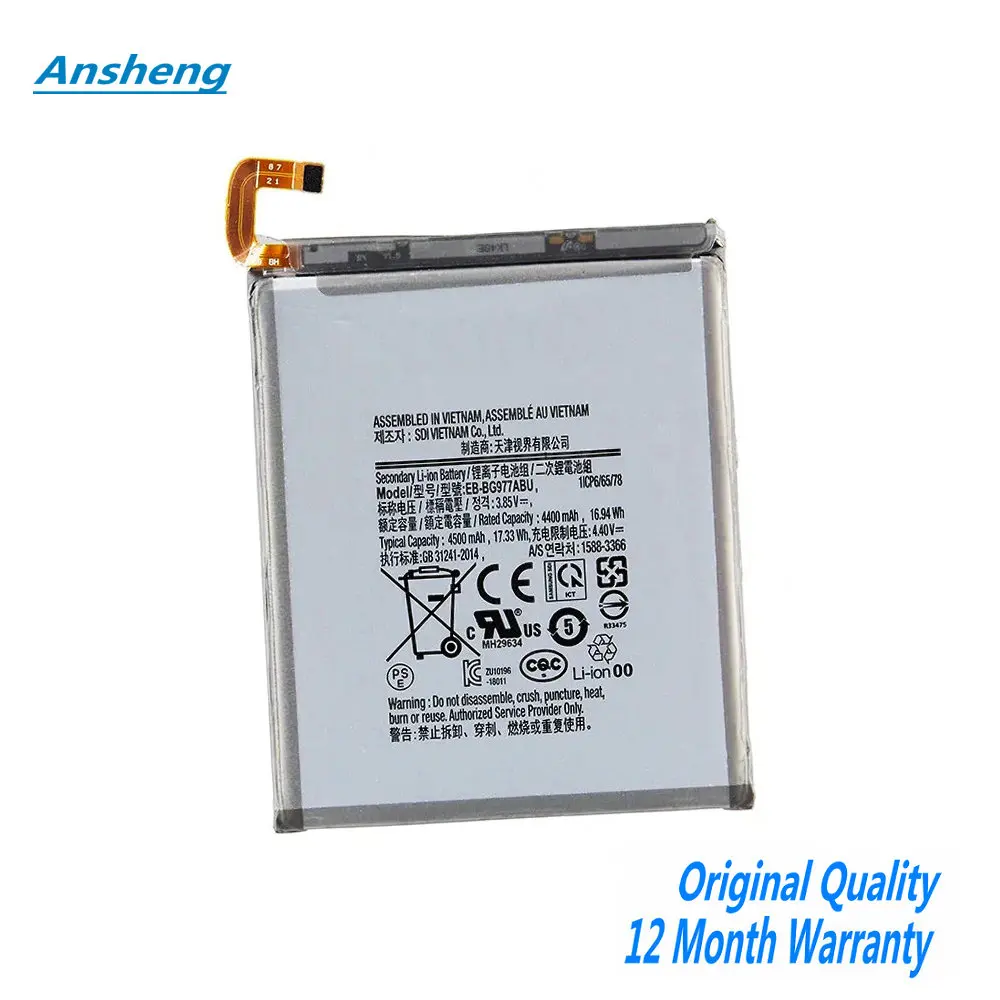 3.85V 4500mAh EB-BG977ABU Battery For Samsung Galaxy S10 5G Version S10 X Version SM-G977 SM-G977V/U/T Mobile Phone
3.85V 4500mAh EB-BG977ABU Battery For Samsung Galaxy S10 5G Version S10 X Version SM-G977 SM-G977V/U/T Mobile Phone