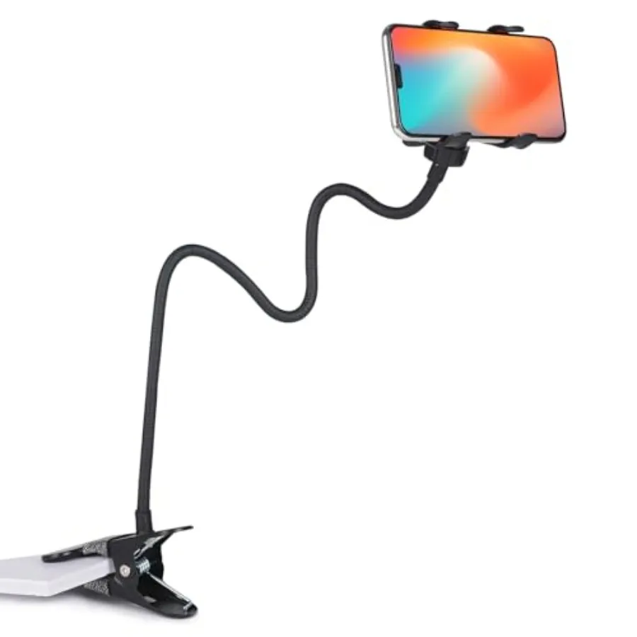 Gooseneck Phone Holder for Bed Aluminum Alloy, Black, 360-degree Rotating Adjustable Clamp Stand with Long Arm for Desk, Bedsid
Gooseneck Phone Holder for Bed Aluminum Alloy, Black, 360-degree Rotating Adjustable Clamp Stand with Long Arm for Desk, Bedsid