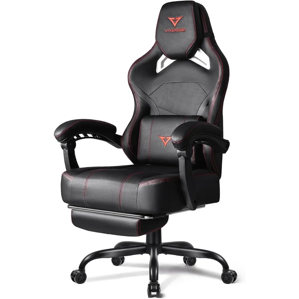 Big and tall gaming chair with 400lb weight capacity, footrest, oversized headrest, lumbar pillow, ergonomic design for adults
Big and tall gaming chair with 400lb weight capacity, footrest, oversized headrest, lumbar pillow, ergonomic design for adults