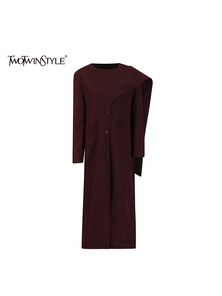 TWOTWINSTYLE Hot Sale Solid Spliced Pockets Casual Trench For Women O Neck Long Sleeve Temperament Long Coats Female Fashion New
TWOTWINSTYLE Hot Sale Solid Spliced Pockets Casual Trench For Women O Neck Long Sleeve Temperament Long Coats Female Fashion New