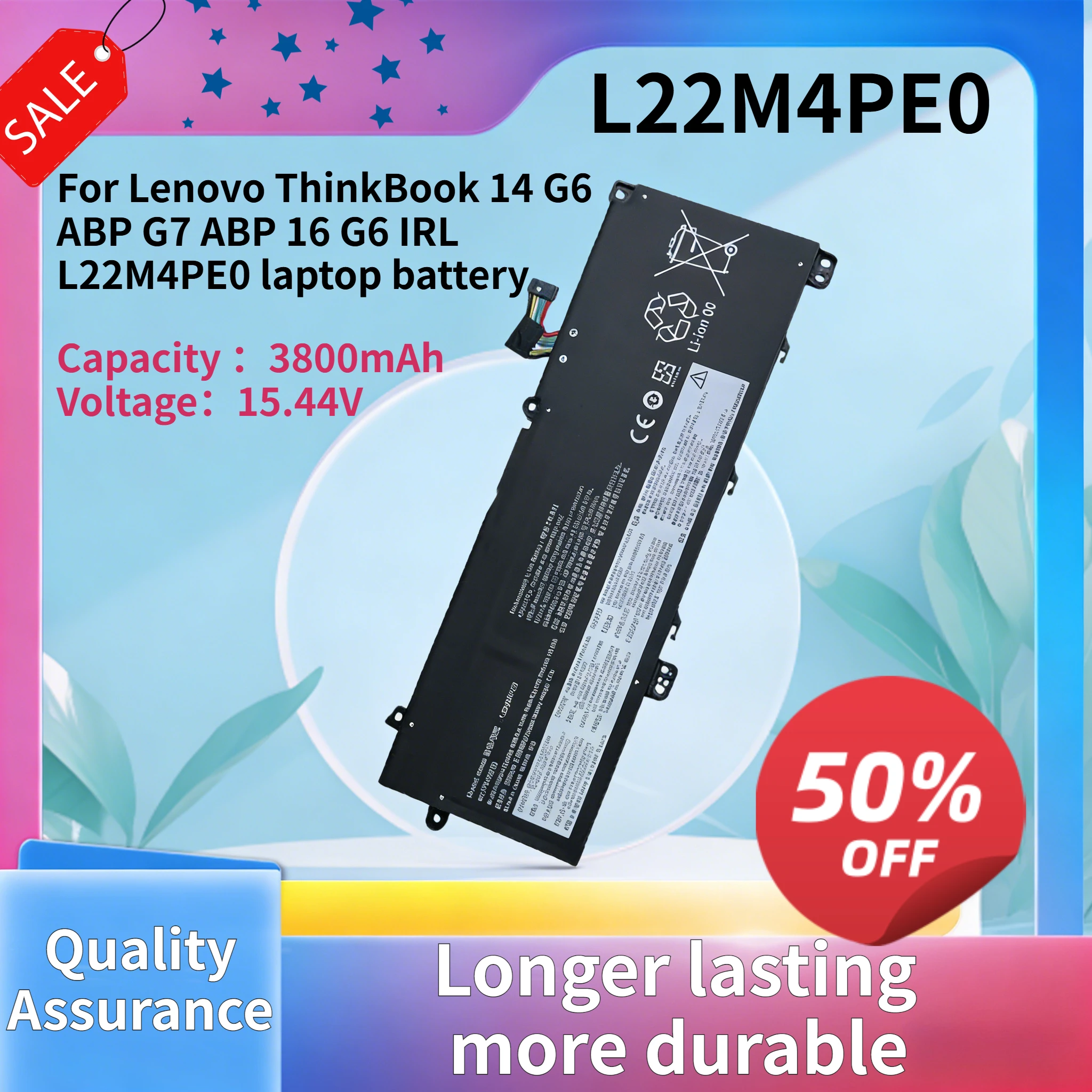 15.44V 3890mAh L22M4PE0 Notebook Battery Compatible with Lenovo ThinkBook 14 G6 G7 ABP 16 G6 IRL High Quality
15.44V 3890mAh L22M4PE0 Notebook Battery Compatible with Lenovo ThinkBook 14 G6 G7 ABP 16 G6 IRL High Quality