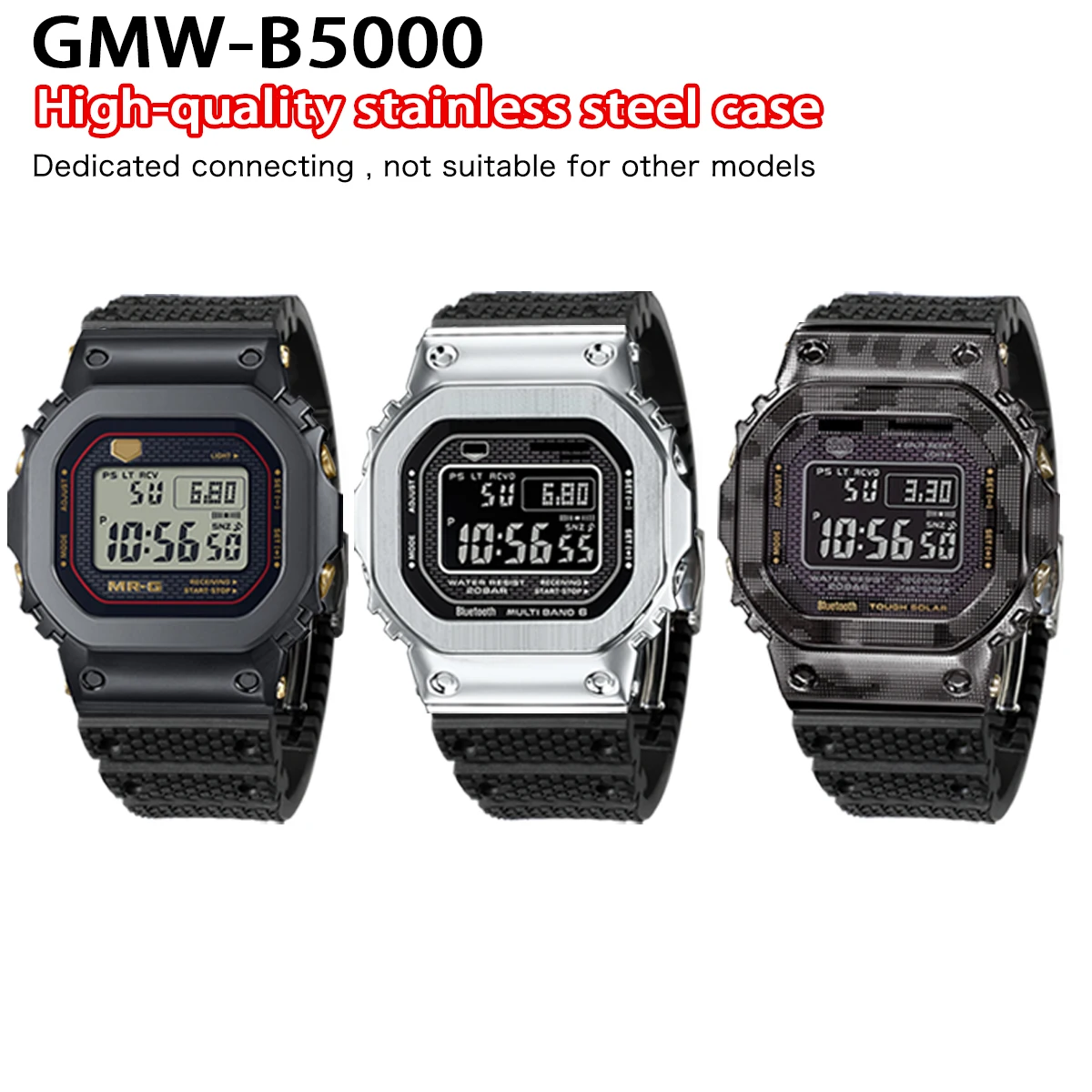 GMWB5000 Mod Kit Stainless Steel Watch Case with Fluorine Rubber Watchband Compatible with GMW-B5000 Watch Part Replacement
GMWB5000 Mod Kit Stainless Steel Watch Case with Fluorine Rubber Watchband Compatible with GMW-B5000 Watch Part Replacement