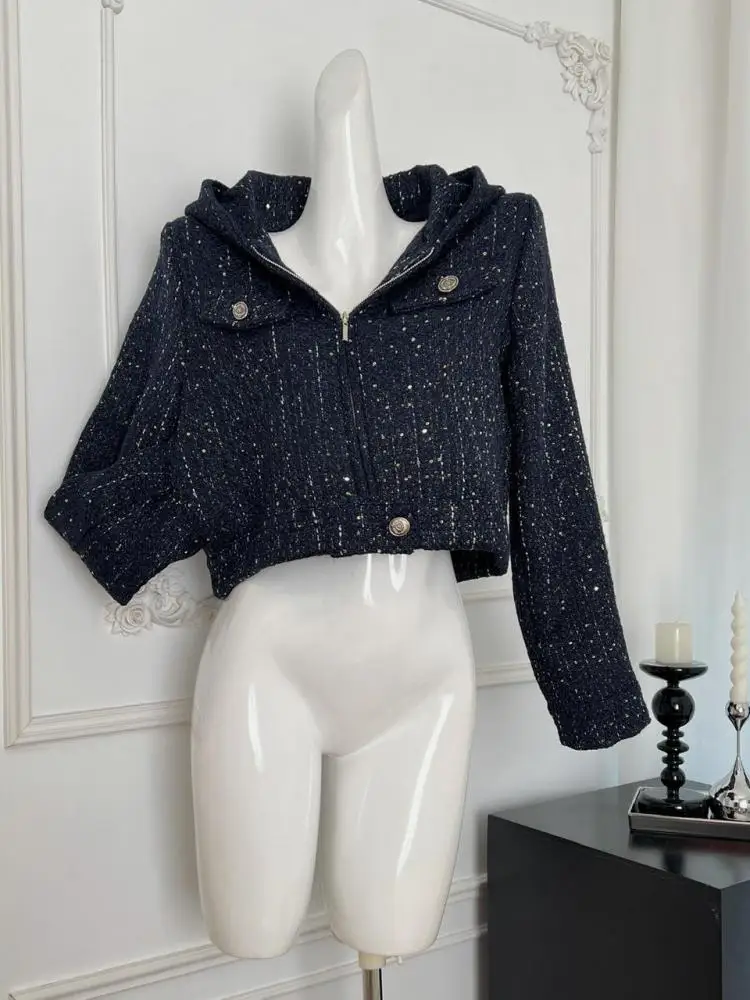 Autumn Winter Women New Blue Long Sleeve Short Coat Vintage French Fashion Elegant Hooded Lady Vacation Zipper Jacket Simplicity
Autumn Winter Women New Blue Long Sleeve Short Coat Vintage French Fashion Elegant Hooded Lady Vacation Zipper Jacket Simplicity