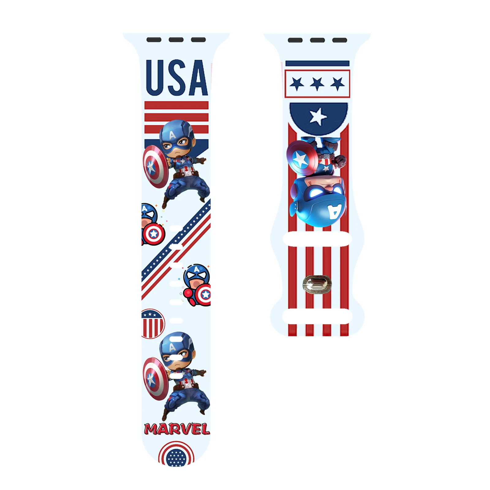 Marvel Chibi Captain America Series Print Strap for Apple Watch 11/10/9/8/SE, Soft Replacement Silicone Band 46mm/45mm/44mm/42mm
Marvel Chibi Captain America Series Print Strap for Apple Watch 11/10/9/8/SE, Soft Replacement Silicone Band 46mm/45mm/44mm/42mm