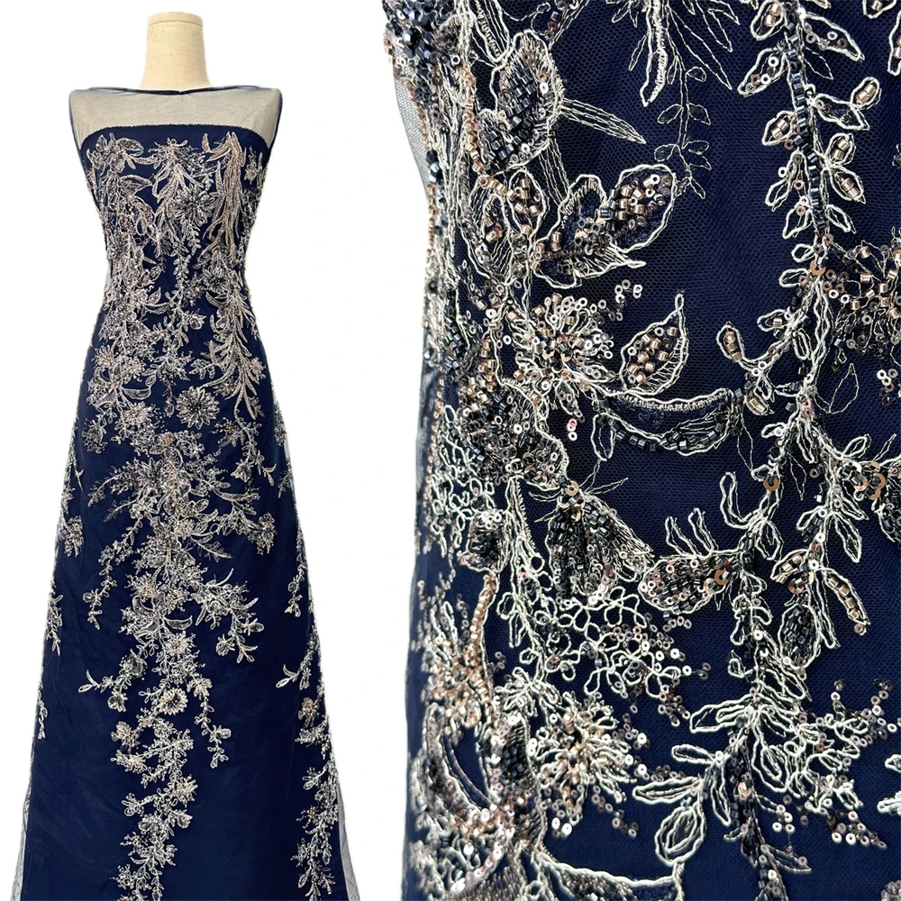 French Beaded Lace Bride Fabric 2 Yards High Quality African Sequin Lace Fabric Nigeria Mesh Wedding Dress for Women Sewing
French Beaded Lace Bride Fabric 2 Yards High Quality African Sequin Lace Fabric Nigeria Mesh Wedding Dress for Women Sewing