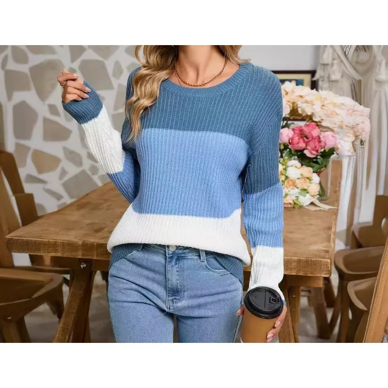 2024 Autumn Temperament Commuter Sweater Women's Loose Long Sleeve Crew Neck Pullover Striped Contrast Color Knitted Sweater
2024 Autumn Temperament Commuter Sweater Women's Loose Long Sleeve Crew Neck Pullover Striped Contrast Color Knitted Sweater