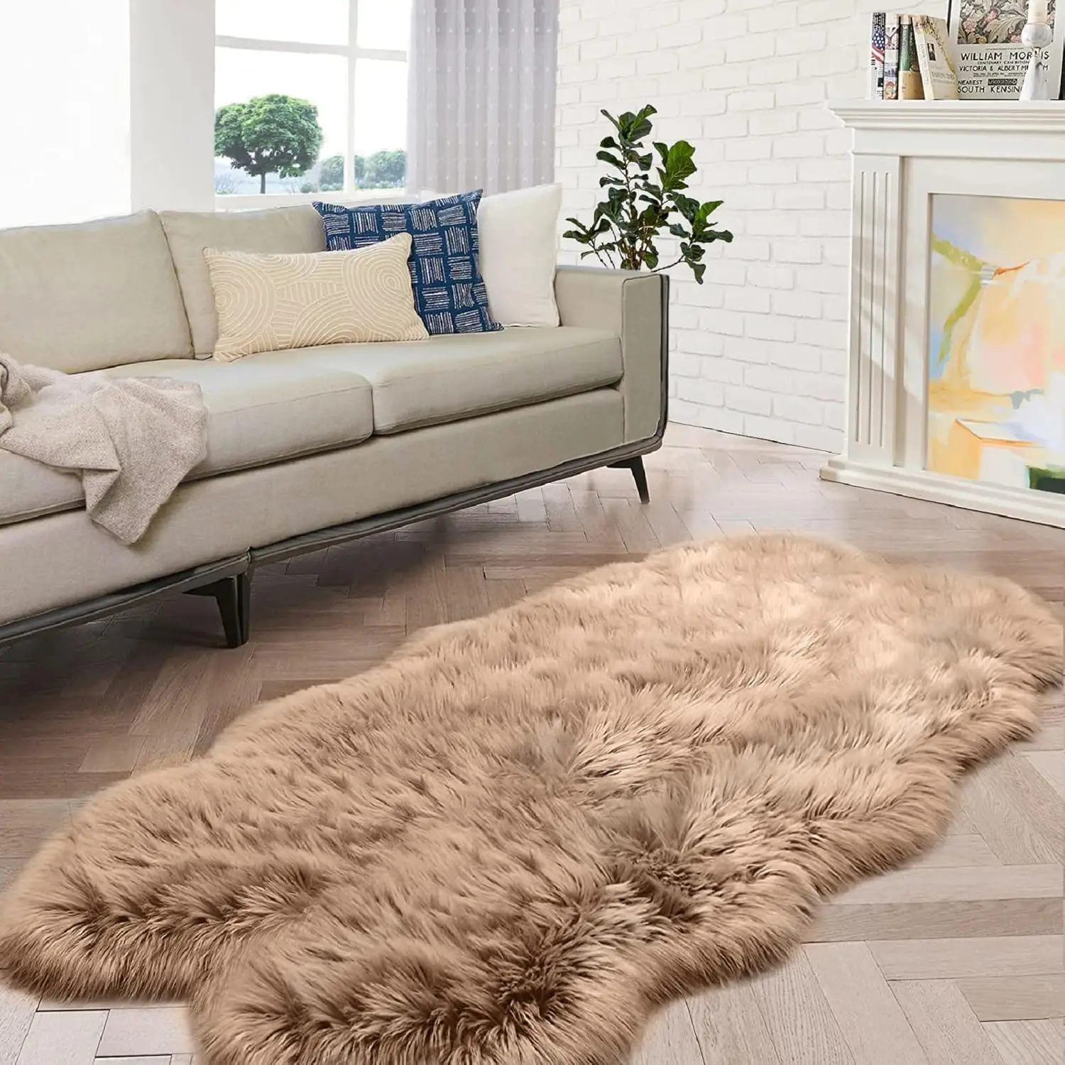 Beige Shag Faux Sheepskin Rug 4x6 ft Washable Fluffy Area Rug for Living Room Bedroom Nursery
Beige Shag Faux Sheepskin Rug 4x6 ft Washable Fluffy Area Rug for Living Room Bedroom Nursery