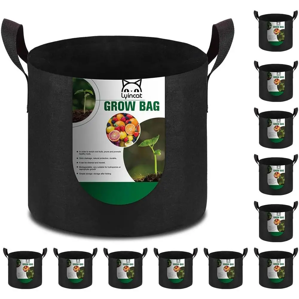 12-Pack 10 Gallon Heavy Duty Thickened Nonwoven Fabric Pots with Durable Handles
12-Pack 10 Gallon Heavy Duty Thickened Nonwoven Fabric Pots with Durable Handles