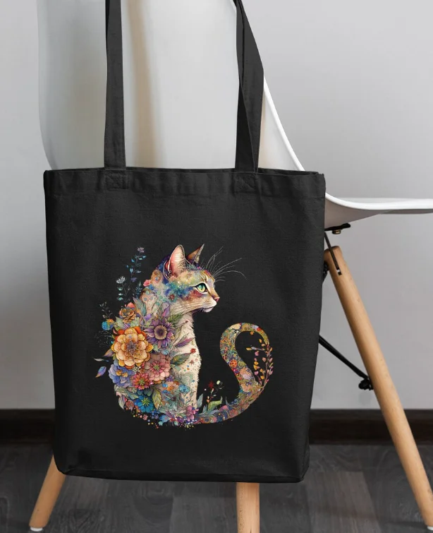 Floral Cat Silhouette Tote Bag Minimalist Versatile Canvas Shoulder Bag for Men Women Retro Casual Reusable Shopping Handbag
Floral Cat Silhouette Tote Bag Minimalist Versatile Canvas Shoulder Bag for Men Women Retro Casual Reusable Shopping Handbag