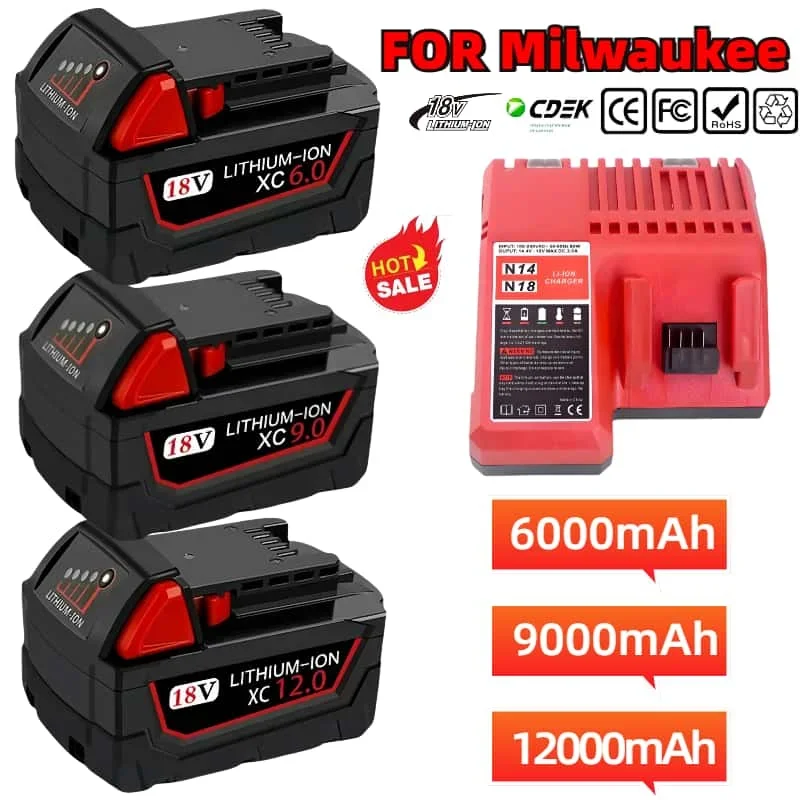 for Milwaukee 18V 12000mAh Apply To for M18 48-11-1815 48-11-1850 2646-20 2642-21ct Replacement Lithium Battery for Milwaukee
for Milwaukee 18V 12000mAh Apply To for M18 48-11-1815 48-11-1850 2646-20 2642-21ct Replacement Lithium Battery for Milwaukee