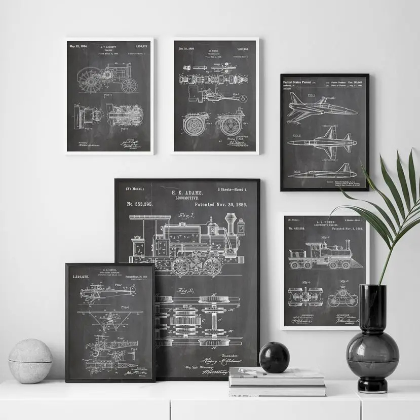 Design Patent Drawings Train Plane Car Engine Wall Art Canvas Painting Posters And Prints Wall Pictures For Living Room Decor
Design Patent Drawings Train Plane Car Engine Wall Art Canvas Painting Posters And Prints Wall Pictures For Living Room Decor