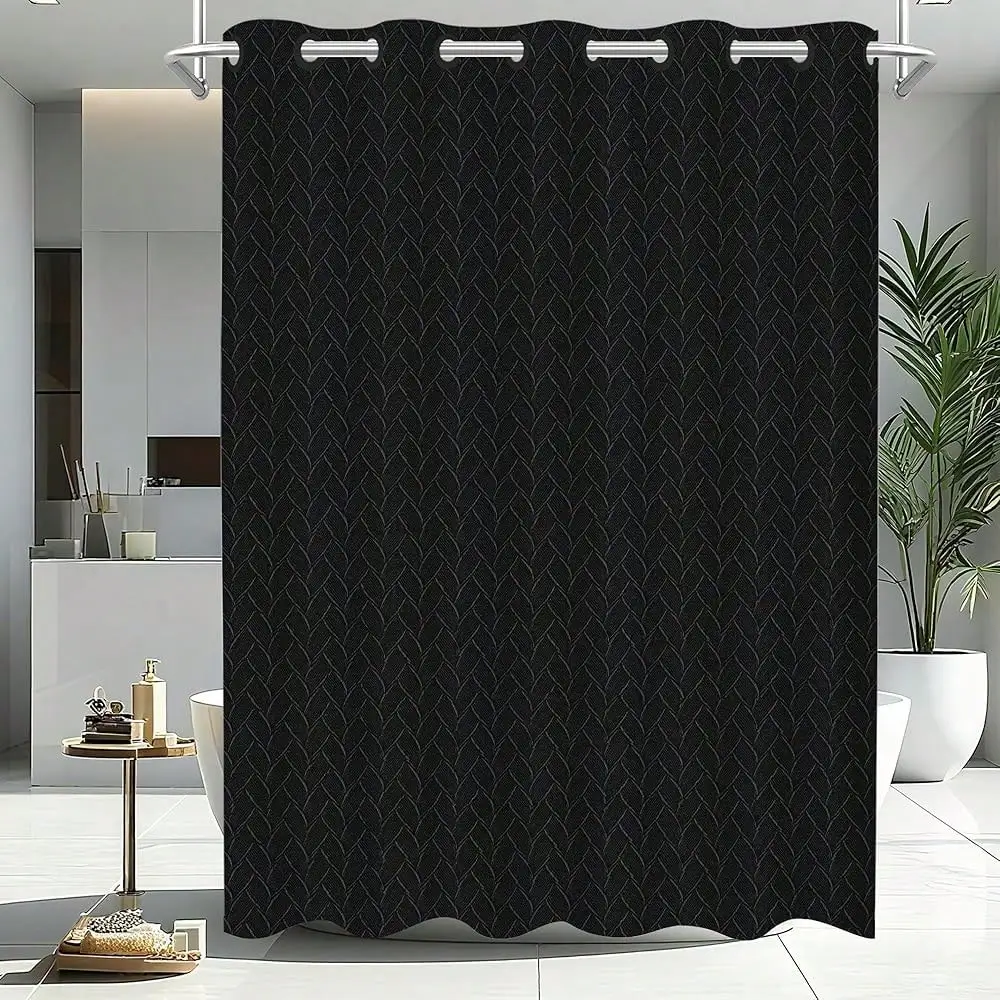 No Hook Shower Curtain Set, Black Modern Textured Luxury Hotel Style Fabric, Washable Waterproof Cloth Bath Curtains For Bathroom, Weighted Hem, 71x80 Inch
No Hook Shower Curtain Set, Black Modern Textured Luxury Hotel Style Fabric, Washable Waterproof Cloth Bath Curtains For Bathroom, Weighted Hem, 71x80 Inch