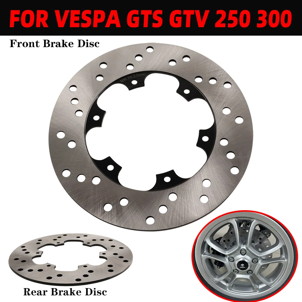 Motorcycle Front & Rear Wheel Brake Discs Disc Brake Pads Brake Rotors For VESPA GTS300 250 GTS 300 GTV300 250 GTV 300 2023-2025
Motorcycle Front & Rear Wheel Brake Discs Disc Brake Pads Brake Rotors For VESPA GTS300 250 GTS 300 GTV300 250 GTV 300 2023-2025