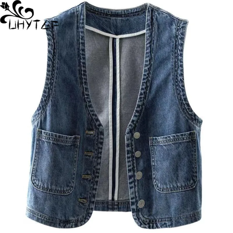 UHYTGF Fashion V-Neck Denim Vest Women Casual Spring Autumn Jeans Waistcoat Jackets Female Sleeveless Slim Short Top Ladies 2604
UHYTGF Fashion V-Neck Denim Vest Women Casual Spring Autumn Jeans Waistcoat Jackets Female Sleeveless Slim Short Top Ladies 2604