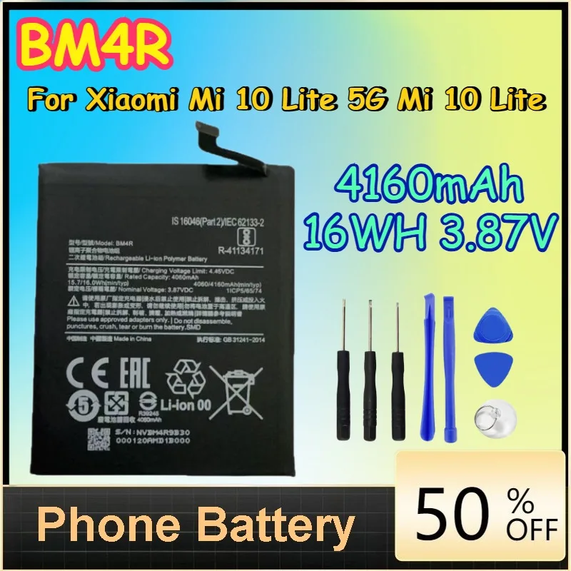 BM4R 4160mAh 16Wh 3.87V Battery for Xiaomi Mi 10 Lite 5G Mi 10 Lite Phone Replacement Batteries + Free Tools
BM4R 4160mAh 16Wh 3.87V Battery for Xiaomi Mi 10 Lite 5G Mi 10 Lite Phone Replacement Batteries + Free Tools