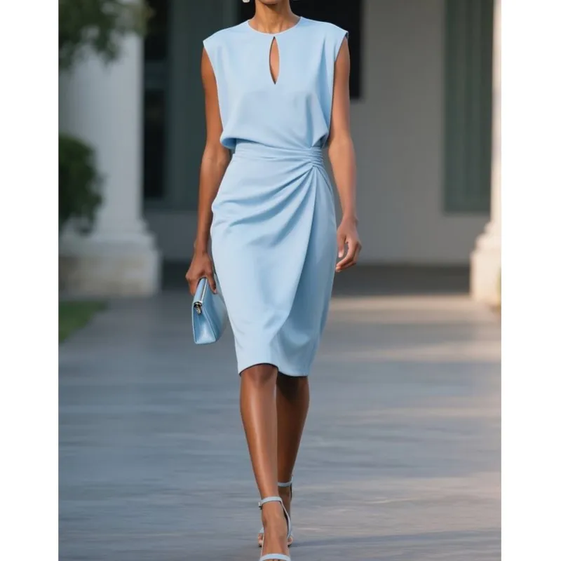 Women's Summer Casual Solid Color Keyhole Neck Sleeveless Pleated Waist Round Neck Hollow Dress Formal Work Party Party Dresses
Women's Summer Casual Solid Color Keyhole Neck Sleeveless Pleated Waist Round Neck Hollow Dress Formal Work Party Party Dresses