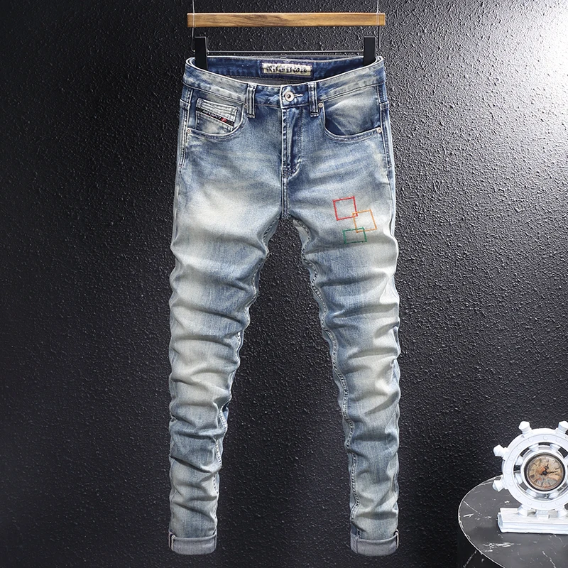 Street Fashion Men Jeans Retro Light Blue Stretch Slim Fit Ripped Jeans Men Embroidery Designer Vintage Denim Pants Hombre
Street Fashion Men Jeans Retro Light Blue Stretch Slim Fit Ripped Jeans Men Embroidery Designer Vintage Denim Pants Hombre