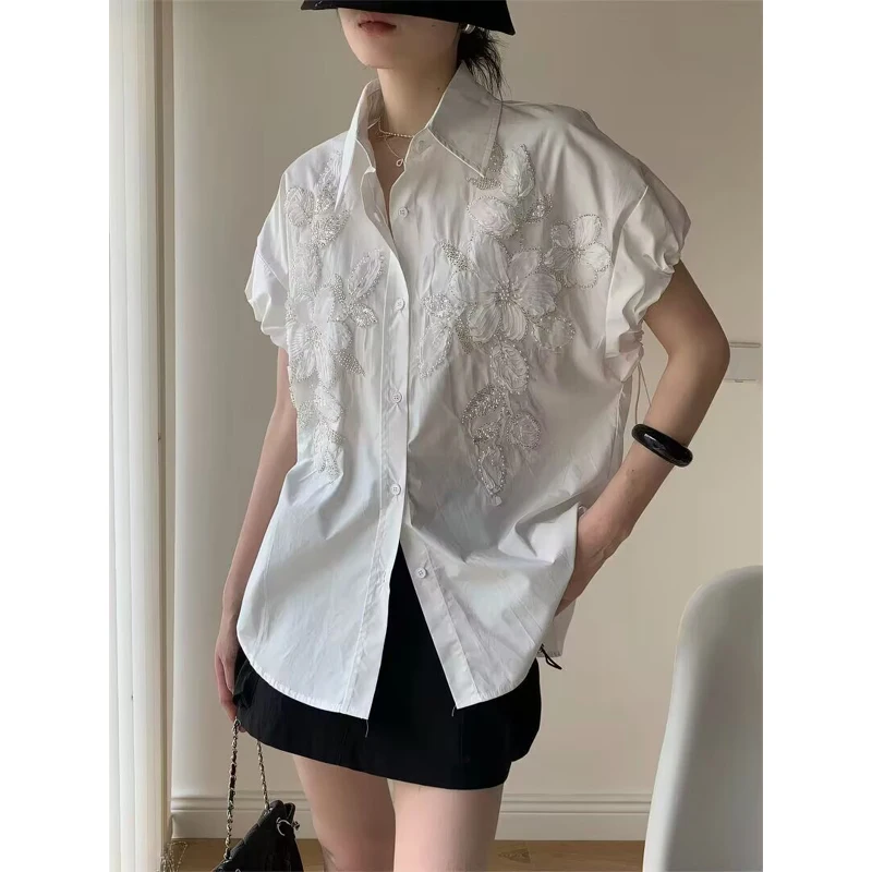 Floral Casual Loose Women's Shirt Short Sleeve Drawstring Collar Slimming Style Summer New Design Laid-back Fashion Top
Floral Casual Loose Women's Shirt Short Sleeve Drawstring Collar Slimming Style Summer New Design Laid-back Fashion Top