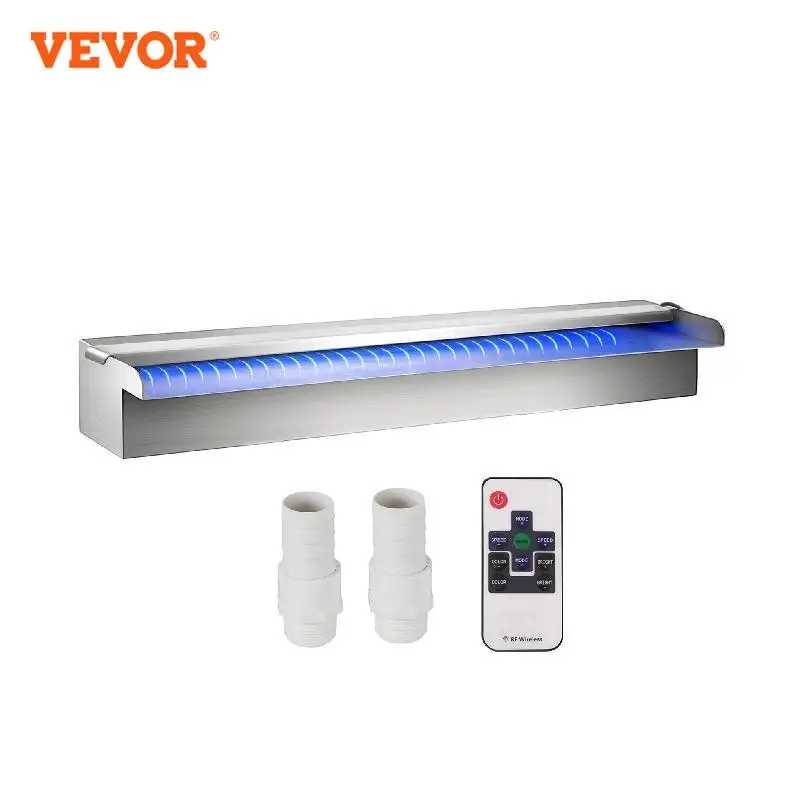 VEVOR Pool Fountain Stainless Steel Pool Waterfall 23.6\" x 4.5\" x 3.1\"(W x D x H) with LED Strip Light Waterfall Spillway
VEVOR Pool Fountain Stainless Steel Pool Waterfall 23.6\" x 4.5\" x 3.1\"(W x D x H) with LED Strip Light Waterfall Spillway