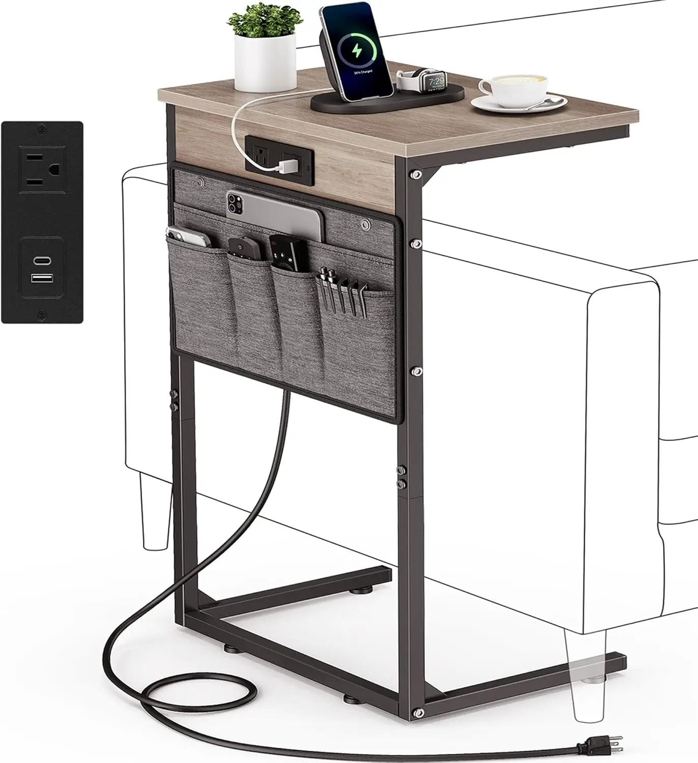 C Shaped End Table With Charging Station, 28"" Tall C Table Side Table For Couch, Small Couch Side Tables For Small Spaces,
C Shaped End Table With Charging Station, 28"" Tall C Table Side Table For Couch, Small Couch Side Tables For Small Spaces,
