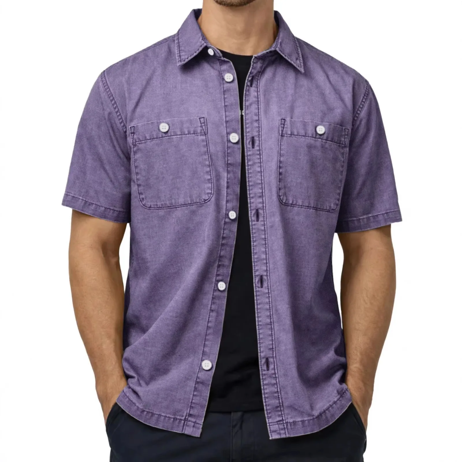 2026 New Summer Men's Washed Cotton Shirt Vintage Distressed Short Sleeve Shirt Casual Button-Down with Pockets Rugged Retro Top
2026 New Summer Men's Washed Cotton Shirt Vintage Distressed Short Sleeve Shirt Casual Button-Down with Pockets Rugged Retro Top