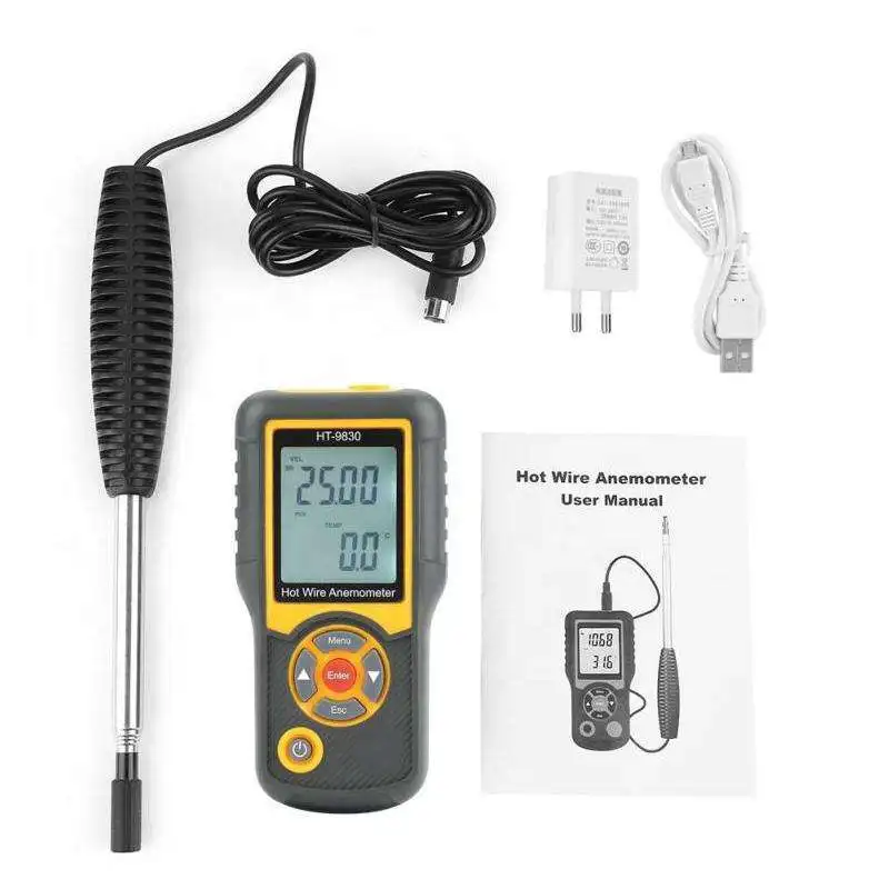 HTI HT-9830 Anemometer Digital Wind Speed Profession With Temperature Tester USB Interface 0~25m/s Anemometer Wind Sensor
HTI HT-9830 Anemometer Digital Wind Speed Profession With Temperature Tester USB Interface 0~25m/s Anemometer Wind Sensor
