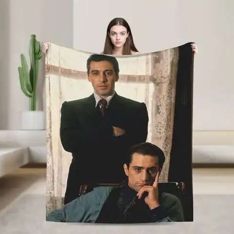 The Godfather Al Pacino Robert De Niro Knitted Blanket Michael Vito Corleone Fleece Throw Blanket Bedding Couch Bedsprea,