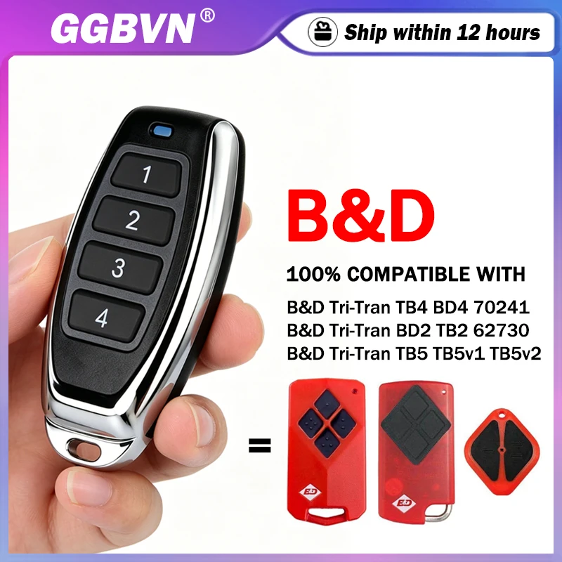 For B&D 433MHz Garage Door Remote Control Work With B&D Tritran TB5 TB5V1 TB5V2 TB4 TB2 BD4 BD2 70241 62730 Garage Door Control
For B&D 433MHz Garage Door Remote Control Work With B&D Tritran TB5 TB5V1 TB5V2 TB4 TB2 BD4 BD2 70241 62730 Garage Door Control