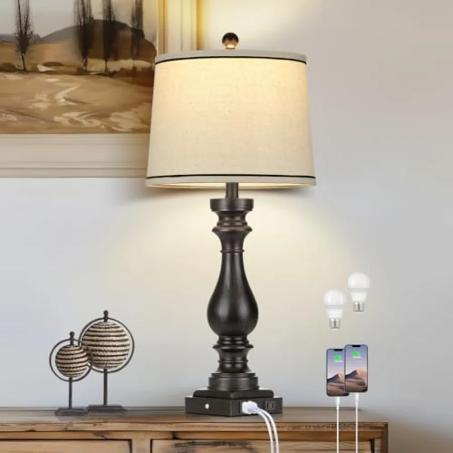 29" Farmhouse Table Lamp for Living RoomVintage Bedside Nightstand Lamp with USB C+A Ports and AC Outlet 3-Way Dimmable Touch C
29" Farmhouse Table Lamp for Living RoomVintage Bedside Nightstand Lamp with USB C+A Ports and AC Outlet 3-Way Dimmable Touch C