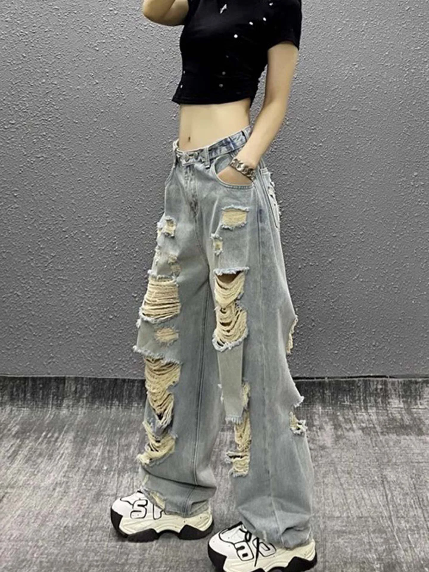 American High Street Spicy Girl Small Area Large Hole Denim Pants Women Summer Thin Loose Straight Leg Slim Wide Leg Pants
American High Street Spicy Girl Small Area Large Hole Denim Pants Women Summer Thin Loose Straight Leg Slim Wide Leg Pants