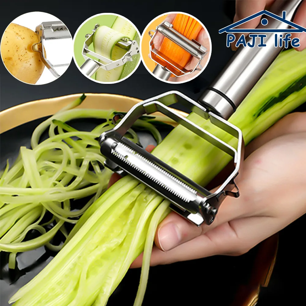 Stainless Steel Vegetable Peeler 4-in-1 Multi-Function Kitchen Tool with Anti-Slip Ergonomic Handle for Potato Carrot Cucumber
Stainless Steel Vegetable Peeler 4-in-1 Multi-Function Kitchen Tool with Anti-Slip Ergonomic Handle for Potato Carrot Cucumber
