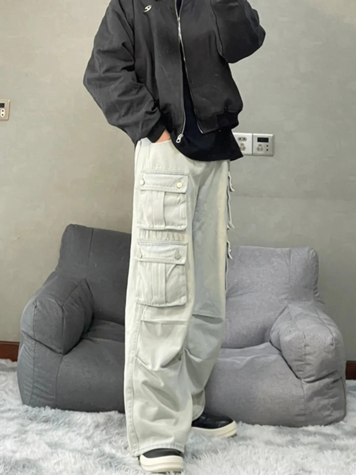 Light Colored Workwear Denim Jeans Men's American Style Tall Wide Leg Extended Length Logging Straight Leg Pants
Light Colored Workwear Denim Jeans Men's American Style Tall Wide Leg Extended Length Logging Straight Leg Pants