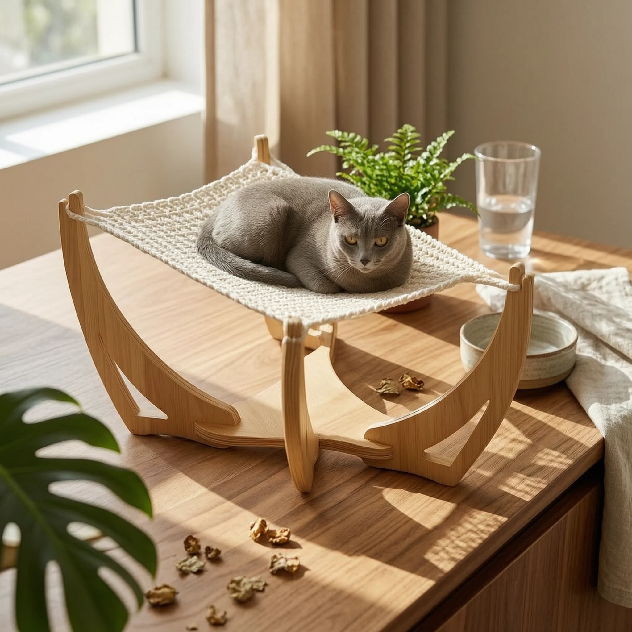 Woven Feline Sling Bed Handwoven Wooden Feline Sling Pet Furniture Raised Wood Frame
Woven Feline Sling Bed Handwoven Wooden Feline Sling Pet Furniture Raised Wood Frame