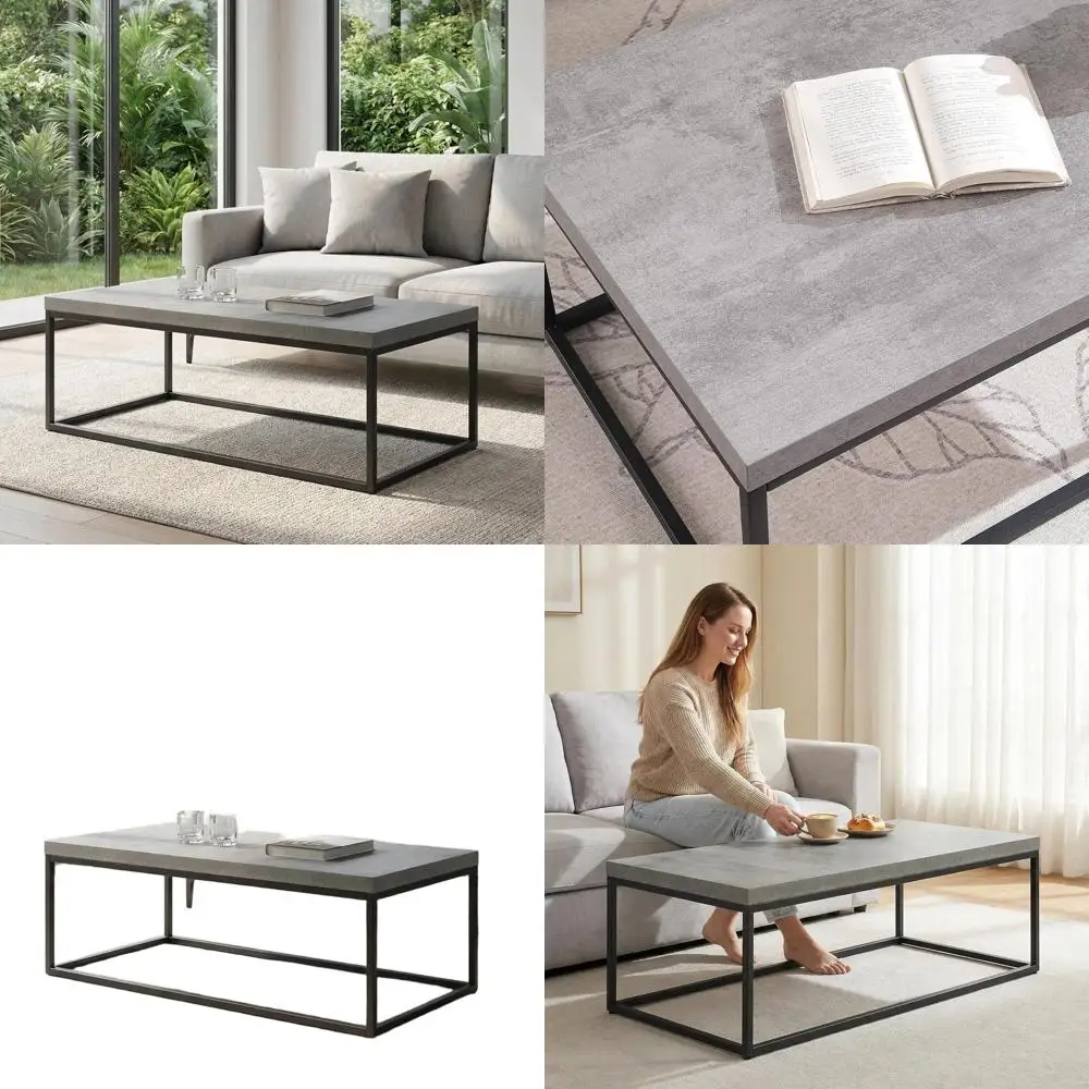 Large Grey Marble 47 Industrial Style Coffee Table with Wood and Metal, Supports Up to 220 lbs
Large Grey Marble 47 Industrial Style Coffee Table with Wood and Metal, Supports Up to 220 lbs