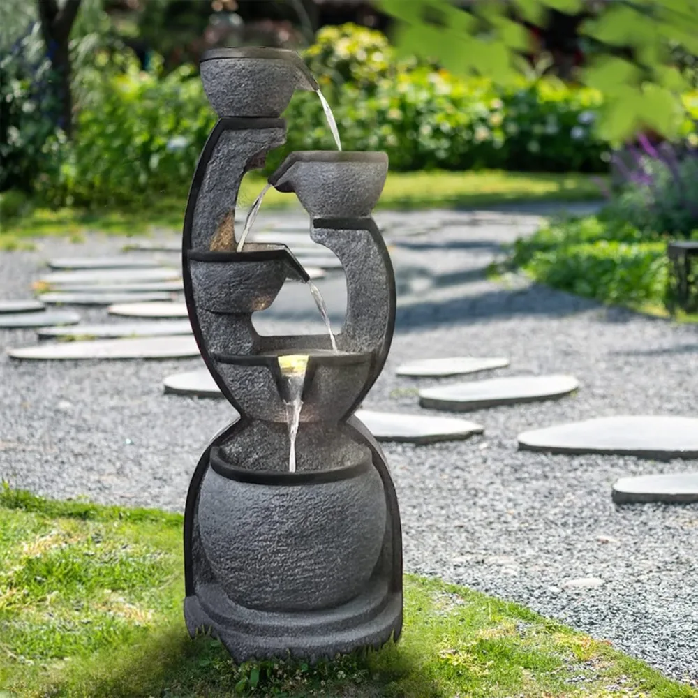 Water Fountain Outdoor 37.4''H Modern Garden Fountains Decor with LED Lighting Resin Indoor Waterfall, Customized
Water Fountain Outdoor 37.4''H Modern Garden Fountains Decor with LED Lighting Resin Indoor Waterfall, Customized