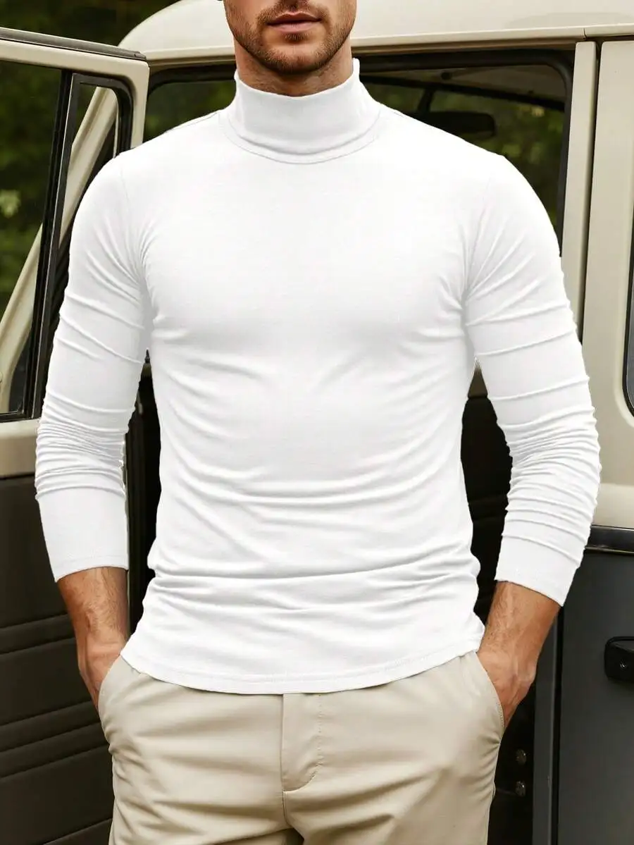 Mens White Turtleneck Long Sleeve Slim Fit Casual Pullover Top
Mens White Turtleneck Long Sleeve Slim Fit Casual Pullover Top