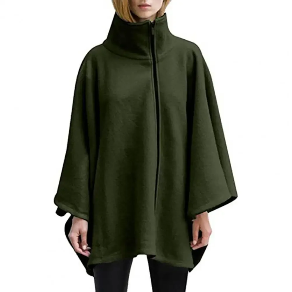 Fall Winter Women Cape Coat High Collar Long Bat Sleeve Windproof Thick Loose Zipper Irregular Hem Lady
Fall Winter Women Cape Coat High Collar Long Bat Sleeve Windproof Thick Loose Zipper Irregular Hem Lady