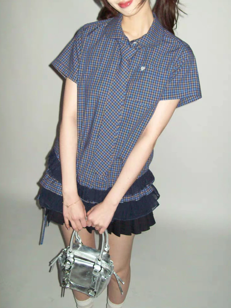 New Japanese Retro Y2k 2 Piece Set Women Plaid Short Sleeve Shirt + Mini Cake Skirts Harajuku Fashion Sweet Slim Vintage Outfit
New Japanese Retro Y2k 2 Piece Set Women Plaid Short Sleeve Shirt + Mini Cake Skirts Harajuku Fashion Sweet Slim Vintage Outfit