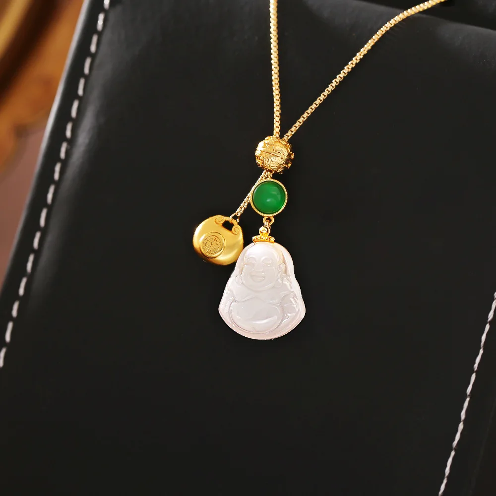 Fashionable and exquisite niche light luxury personalized design crystal chalcedony Buddha pendant necklace for women
Fashionable and exquisite niche light luxury personalized design crystal chalcedony Buddha pendant necklace for women
