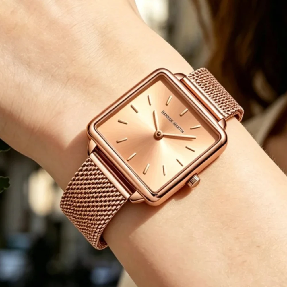 Hannah Martin Top Brand Quartz Watch Women Rose Gold Watch 28.5mm Square Stainless Steel Mesh AAA Japanese Movement Ladies Watch
Hannah Martin Top Brand Quartz Watch Women Rose Gold Watch 28.5mm Square Stainless Steel Mesh AAA Japanese Movement Ladies Watch