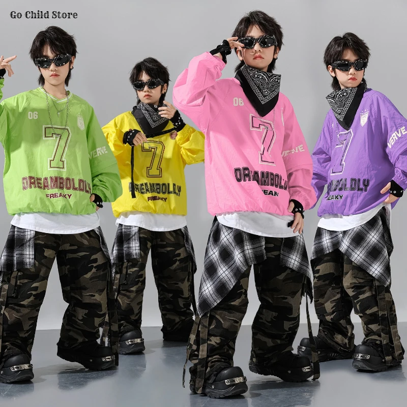 Boys Hip Hop Candy Color Sweatshirt Camouflage Pants Girls Street Dance K-pop Numbers Top Child Streetwear Kids Jazz Clothes Set
Boys Hip Hop Candy Color Sweatshirt Camouflage Pants Girls Street Dance K-pop Numbers Top Child Streetwear Kids Jazz Clothes Set