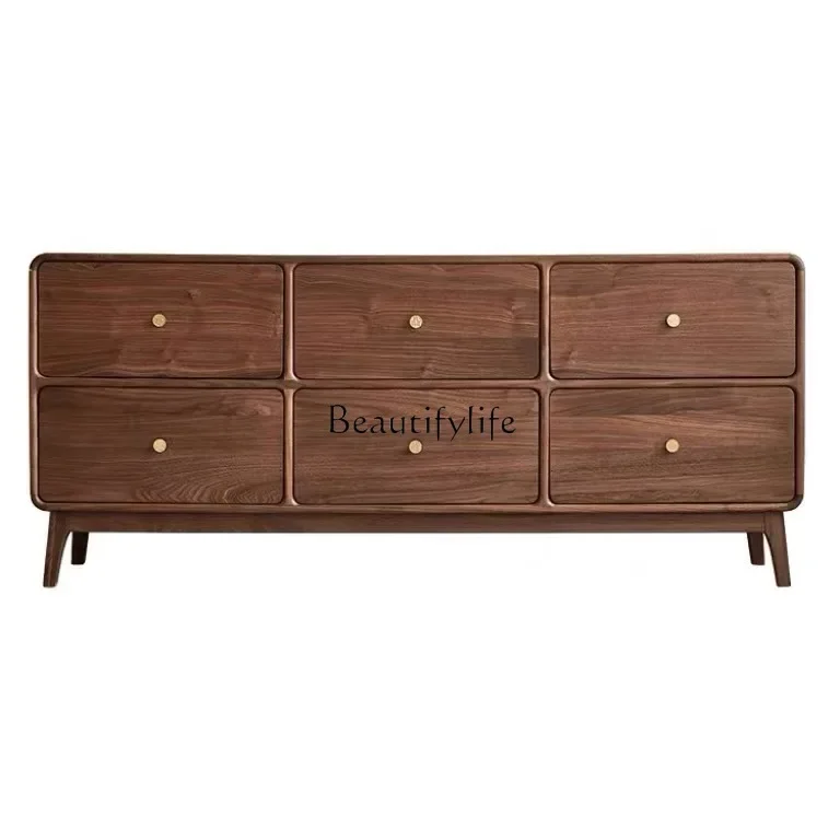 Black walnut six-chest cabinet solid wood bedroom storage living room storage side cabinet against the wall
Black walnut six-chest cabinet solid wood bedroom storage living room storage side cabinet against the wall