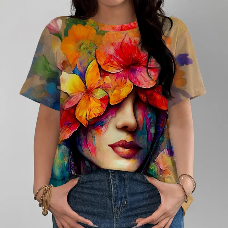 3D Women's Short sleeved T-shirt Quick drying Diamond Painting Abstract Women's Flower and Leaf Inlaid Cross Painting Art
3D Women's Short sleeved T-shirt Quick drying Diamond Painting Abstract Women's Flower and Leaf Inlaid Cross Painting Art