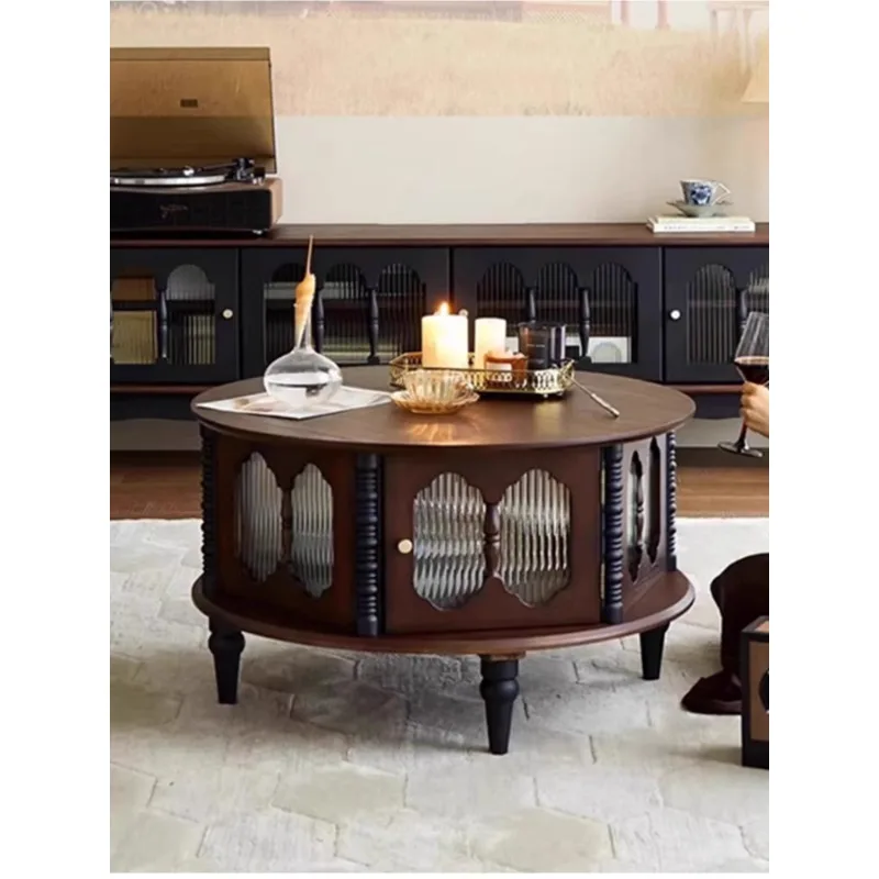 French retro solid wood coffee table combination small apartment living room home tea table medium ancient
French retro solid wood coffee table combination small apartment living room home tea table medium ancient