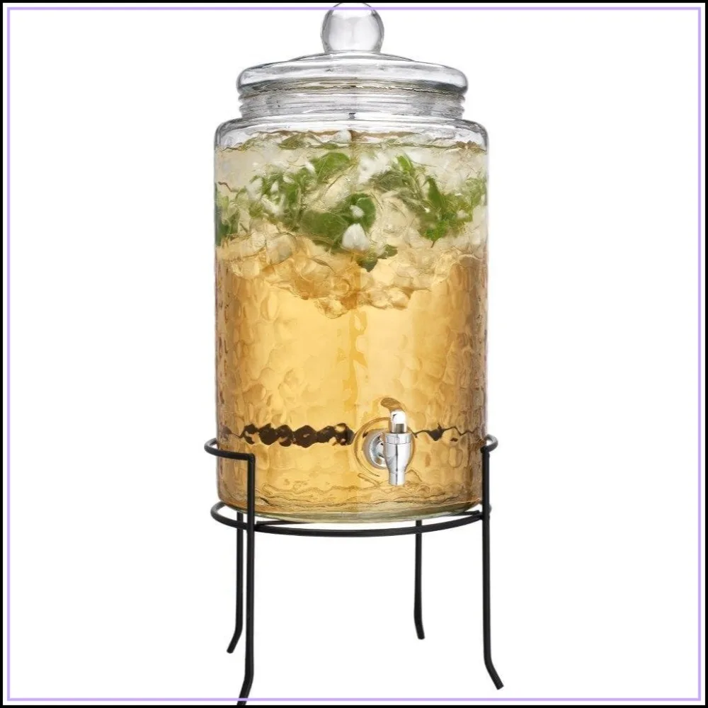 3 Gallon Glass Drink Dispenser with Metal Stand & Leakproof Spigot – Hammered Design, Wide Mouth for Easy Fill, Perfect for Parties
3 Gallon Glass Drink Dispenser with Metal Stand & Leakproof Spigot – Hammered Design, Wide Mouth for Easy Fill, Perfect for Parties